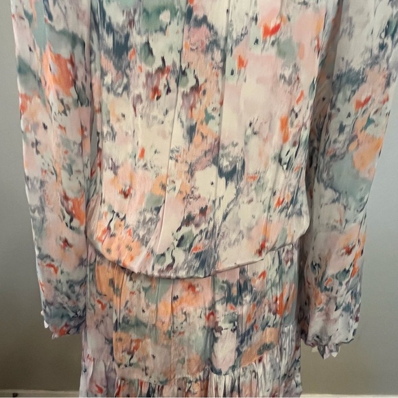 Velvet by Graham & Spencer Watercolor Floral V-neck Mini Long Sleeve Dress Small - Picture 8 of 15